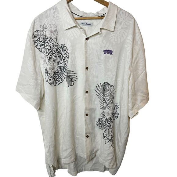 NWT Tommy Bahama Silk TCU Texas Christain University Camp Shirt Mens 3XL - Picture 2 of 11